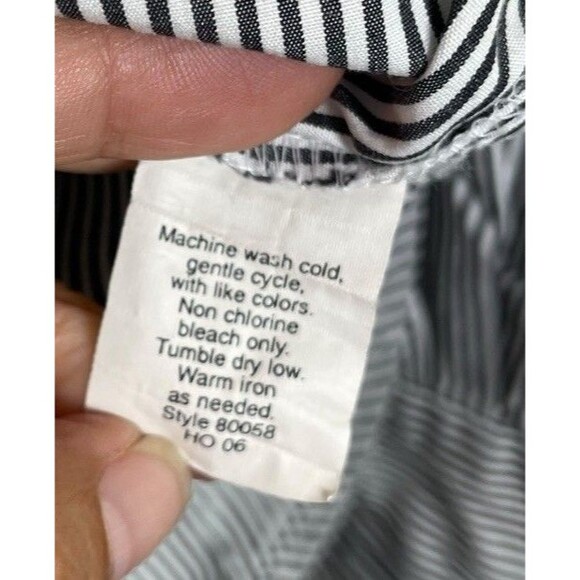 J.Crew Women’s Blue Striped Preppy Tuxedo Ruffle Front Button Down Shirt Blouse - Picture 7 of 10